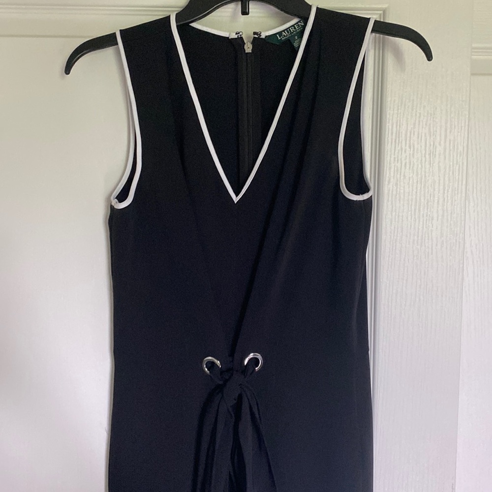 SALE *BUY2/GET1* Ralph Lauren black with white piping jumpsuit